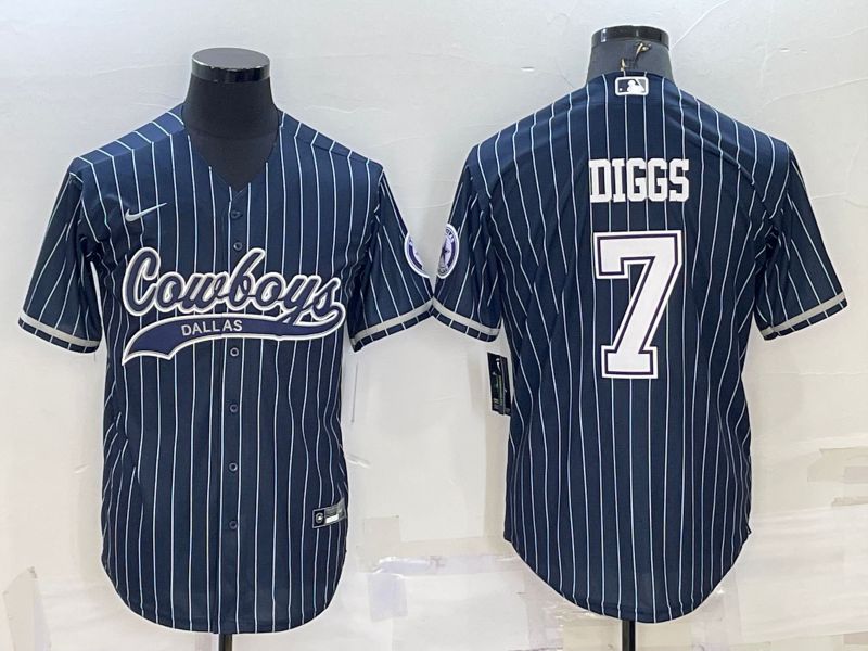 Men Dallas Cowboys 7 Diggs Blue stripe 2022 Nike Co branded NFL Jersey